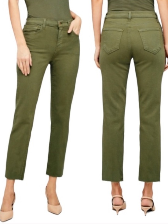 L'AGENCE Denim - L'AGENCE NWT Sada High Rise Crop Slim Jeans Army Green Denim Size 25 Fits 26